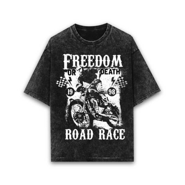 Freedom or Death Acid Wash Oversized T-Shirt - Image 7